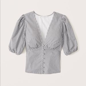 Abercrombie Poplin Button Through Ruched Top